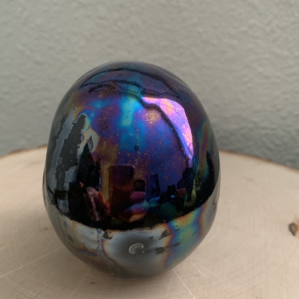 Pearlized Ceramic Rainbow Skull Halloween Decor - Picture 4 of 7